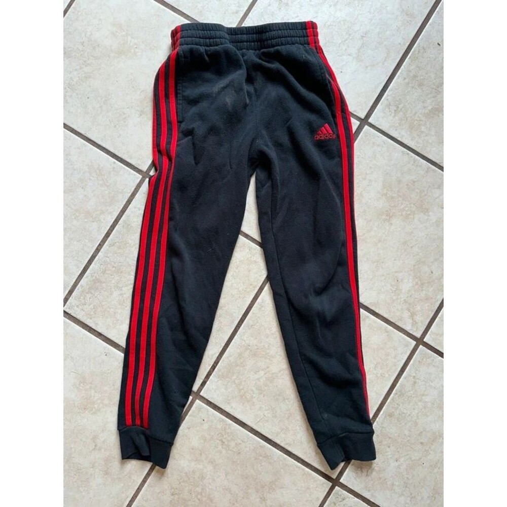 Boys Black & Red Adidas Joggers Size Medium